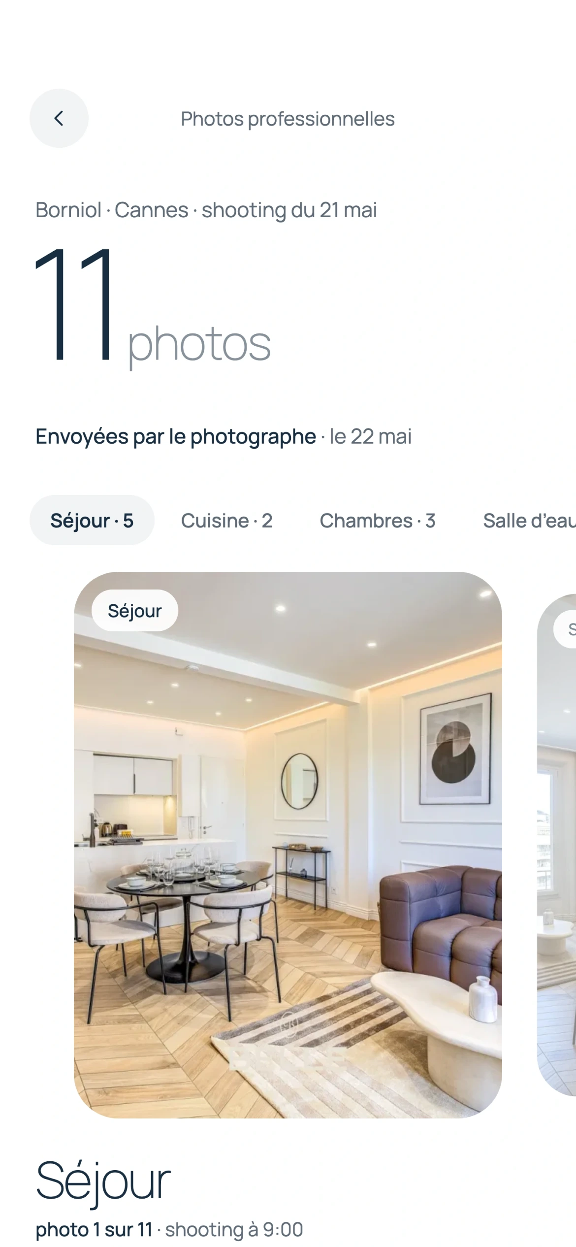 Écran de l’app Belle for Owners : Reportage pièce par pièce